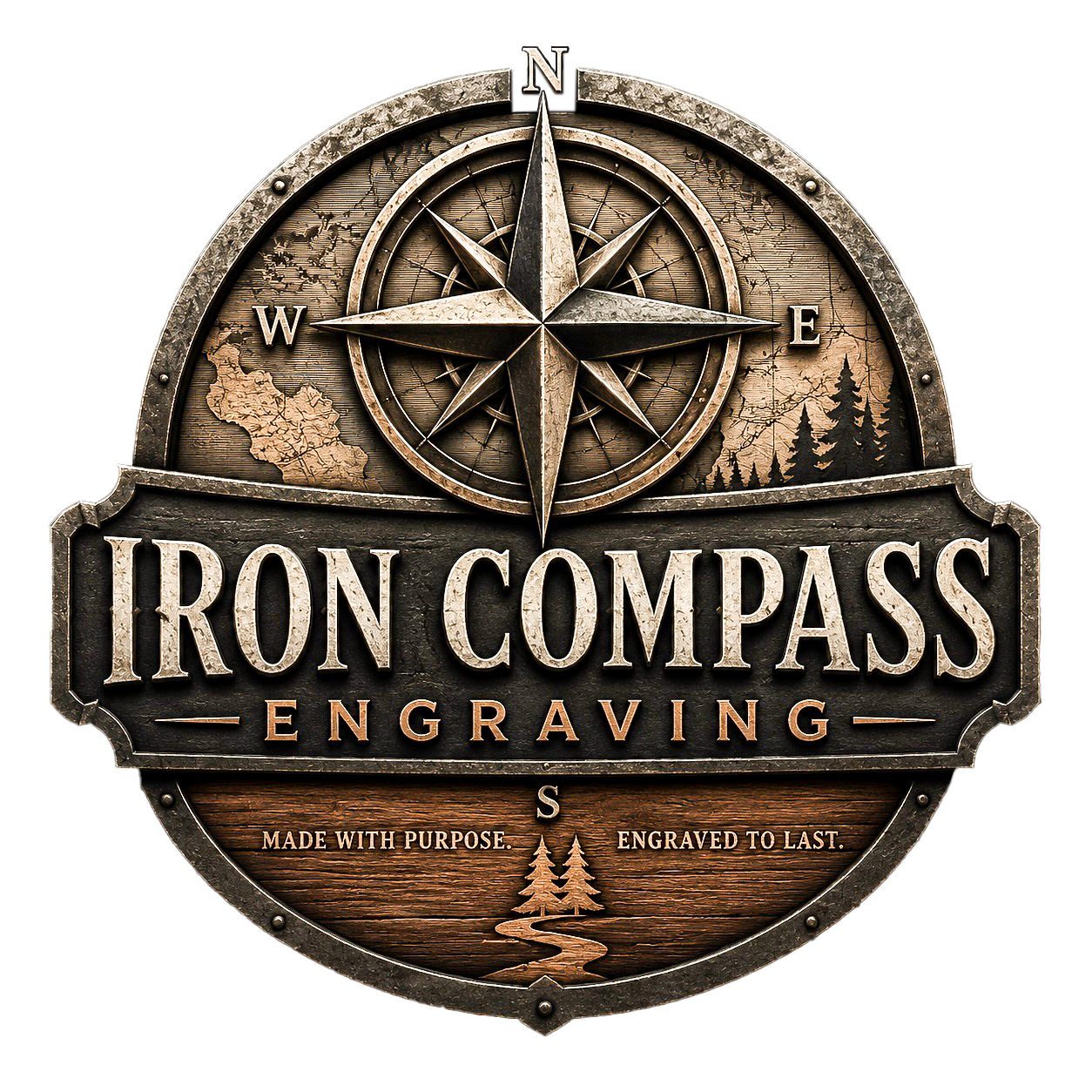Iron Compass Engraving